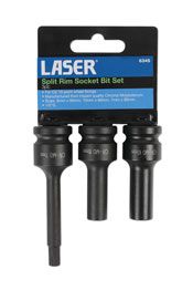 Laser Tools Split Rim Socket Bit Set 3pc