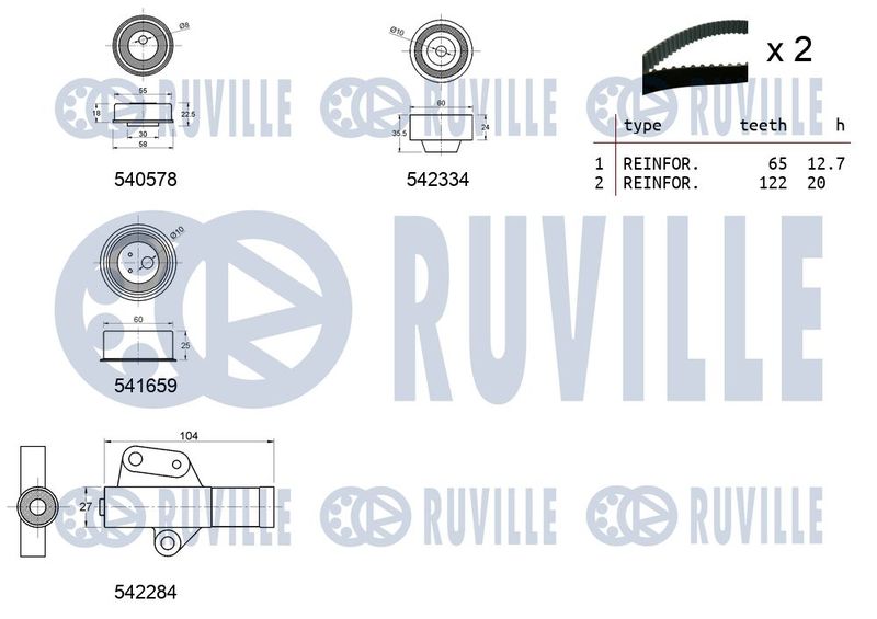 Комплект зубчастих ременів, Ruville 550410