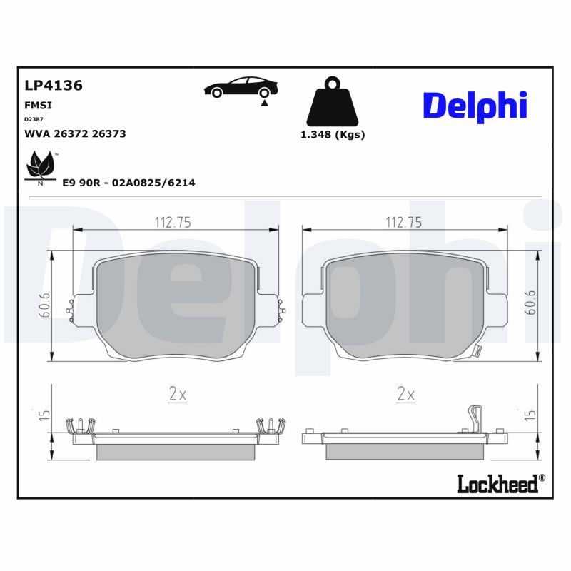 комплект спирачно феродо, дискови спирачки DELPHI