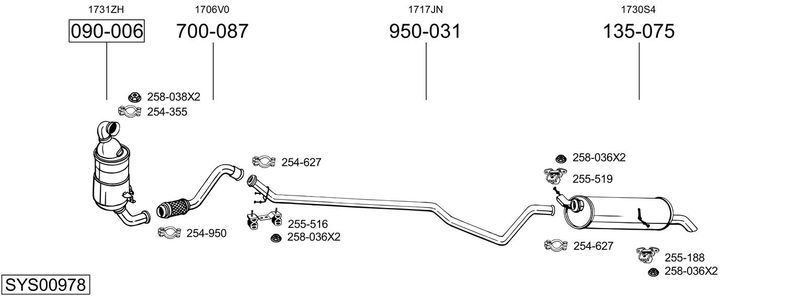 BOSAL kipufogórendszer SYS00978