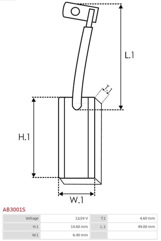 Вугільна щітка, генератор, Auto Starter AB3001S