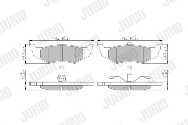 Комплект гальмівних накладок, дискове гальмо, Jurid 573069J