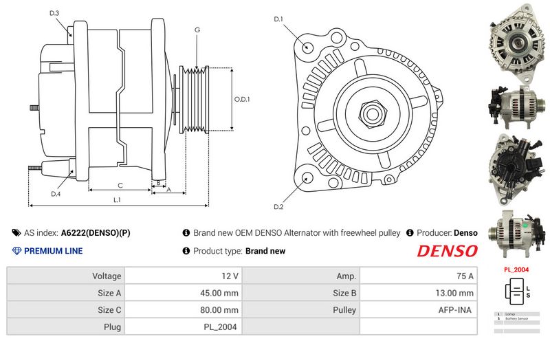 AS-PL A6222(DENSO)(P) Alternator