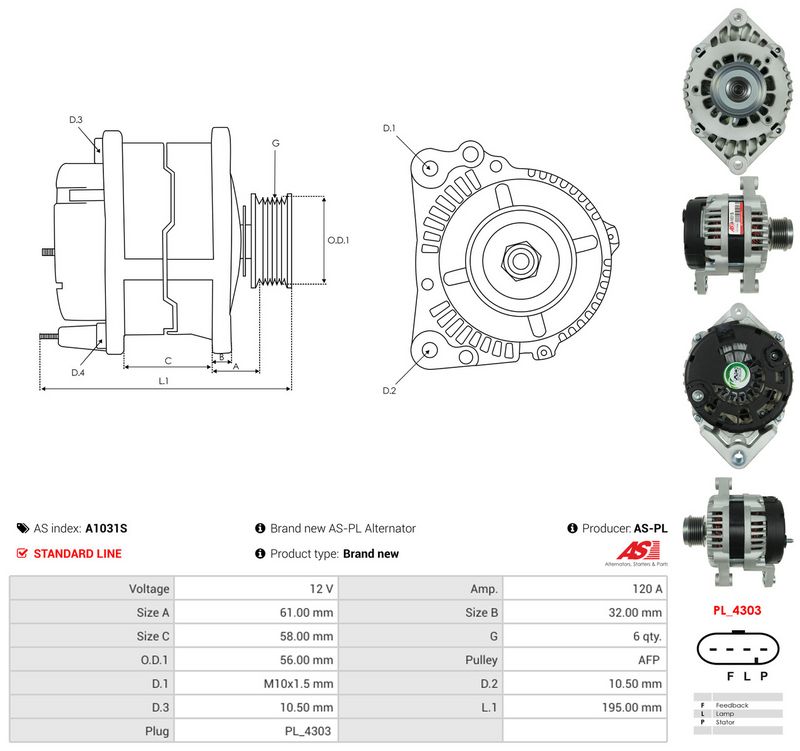 Generaator, AS-PL A1031S