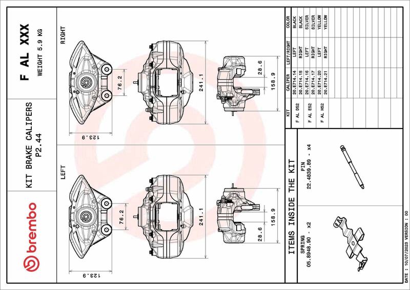 Комплект осей гальмівного супорта, Brembo FALH52