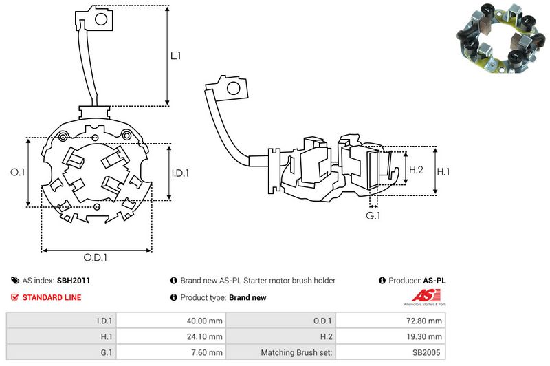AS-PL SBH2011 Holder, carbon brushes