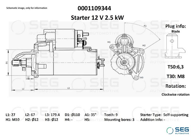 SEG Automotive 0001109344 Starter