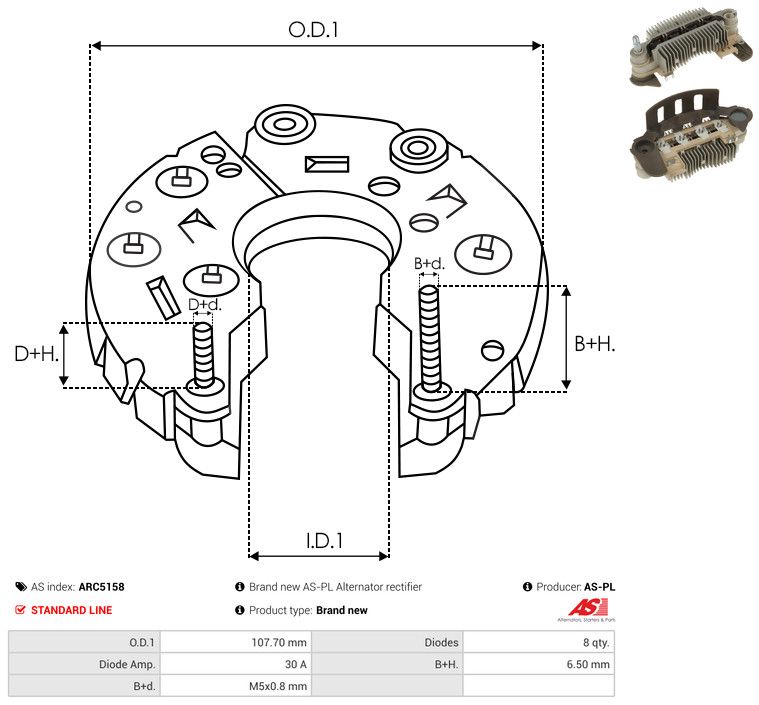 AS-PL ARC5158 Rectifier, alternator