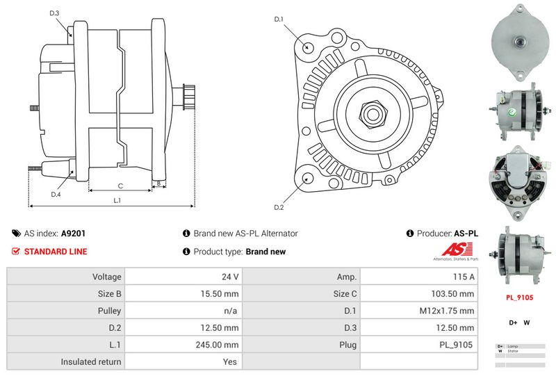 AS-PL A9201 Alternator