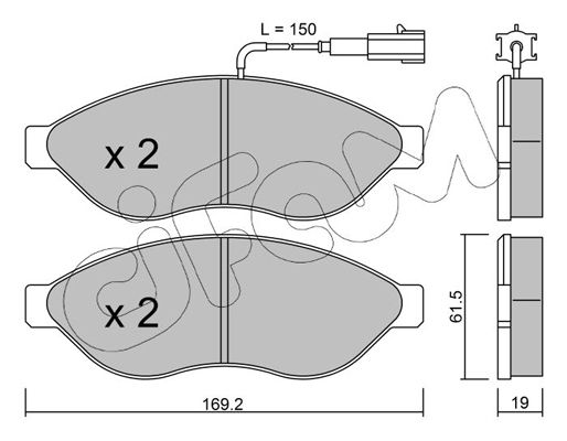 Комплект гальмівних накладок, дискове гальмо, Cifam 8227081