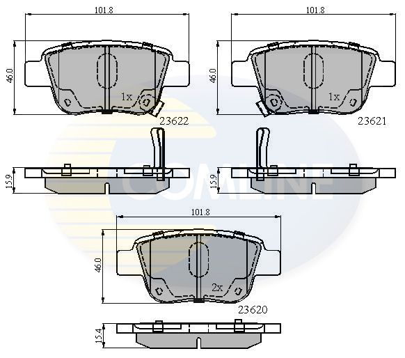 Комплект гальмівних накладок, дискове гальмо, Comline CBP31141