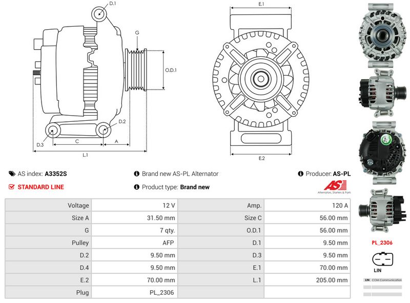 AS-PL A3352S Alternator