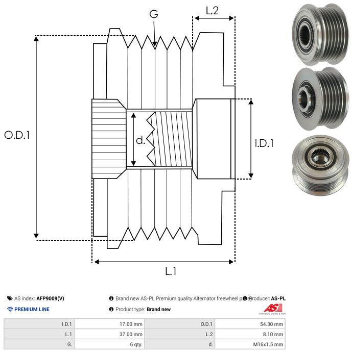 AS-PL AFP9009(V) Alternator Freewheel Clutch