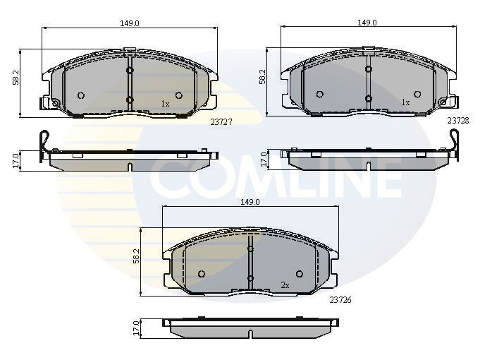 Комплект гальмівних накладок, дискове гальмо, Comline CBP3902