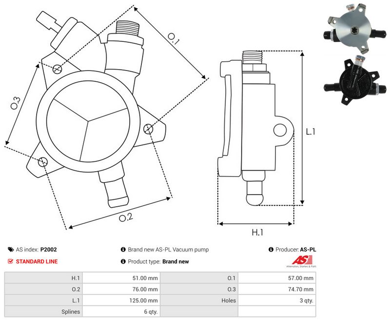Pump, pidurisüsteem, AS-PL P2002