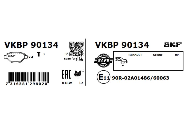 SKF VKBP 90134 Brake Pad Set, disc brake