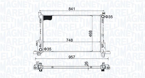 Радіатор, система охолодження двигуна, Magneti Marelli 350213207800