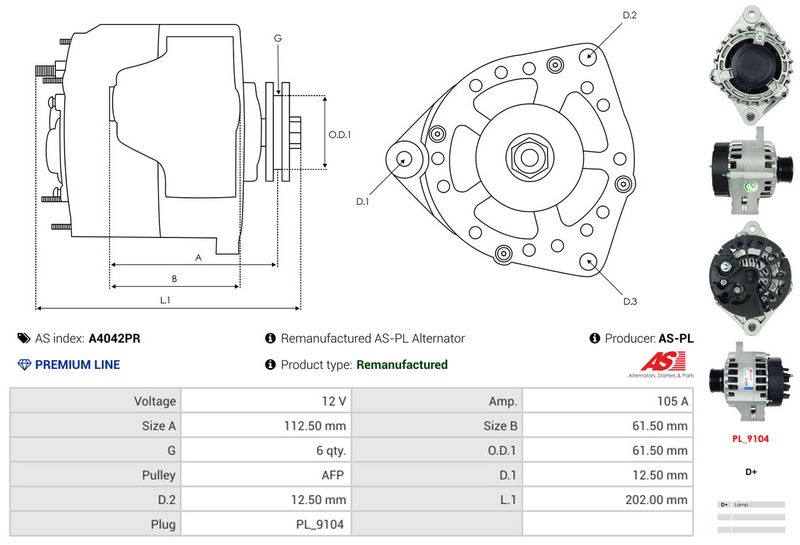 AS-PL A4042PR Alternator