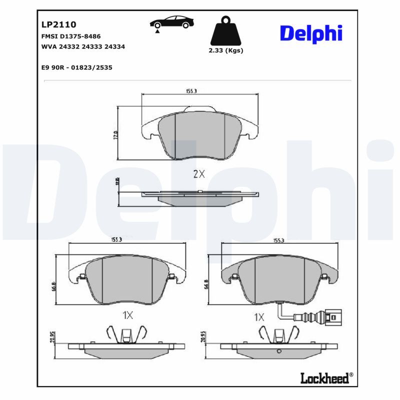 DELPHI LP2110 Brake Pad Set, disc brake