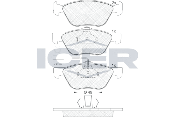 ICER 181601 Колодки гальмівні (передні) 145/146/147/156/GT/Spider 95-10/Fiat Bravo 07-14 (+датчики)