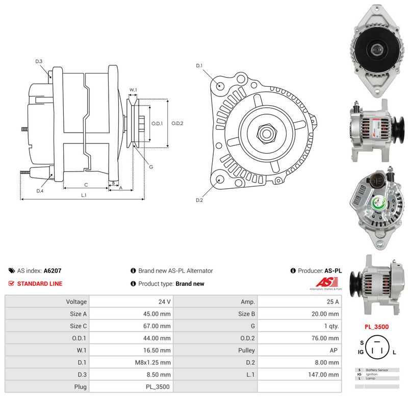 AS-PL A6207 Alternator