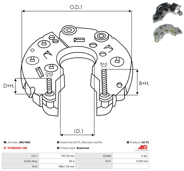 AS-PL ARC1006 Rectifier, alternator