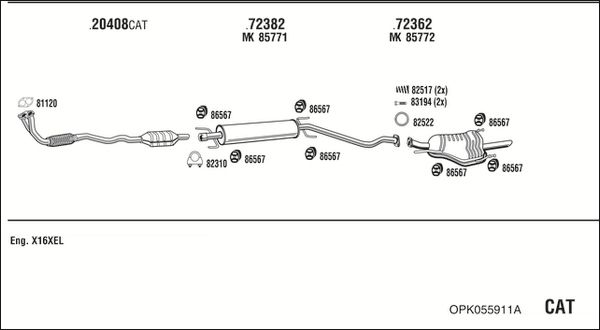 ABGASANLAGE WALKER OPK055911A