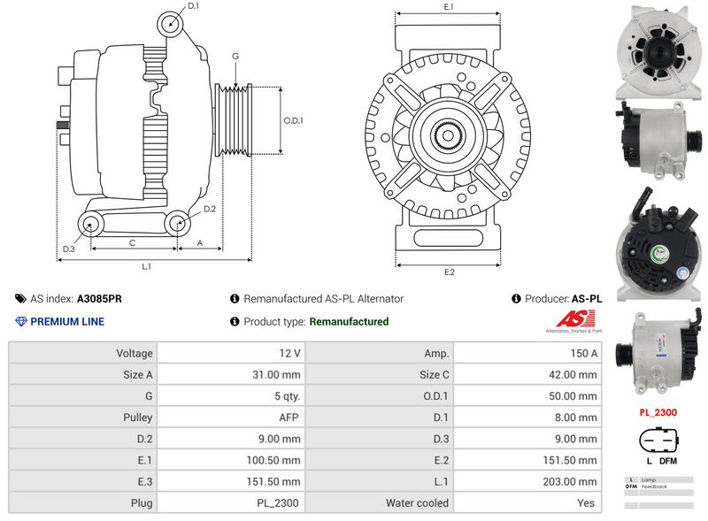 AS-PL A3085PR Alternator