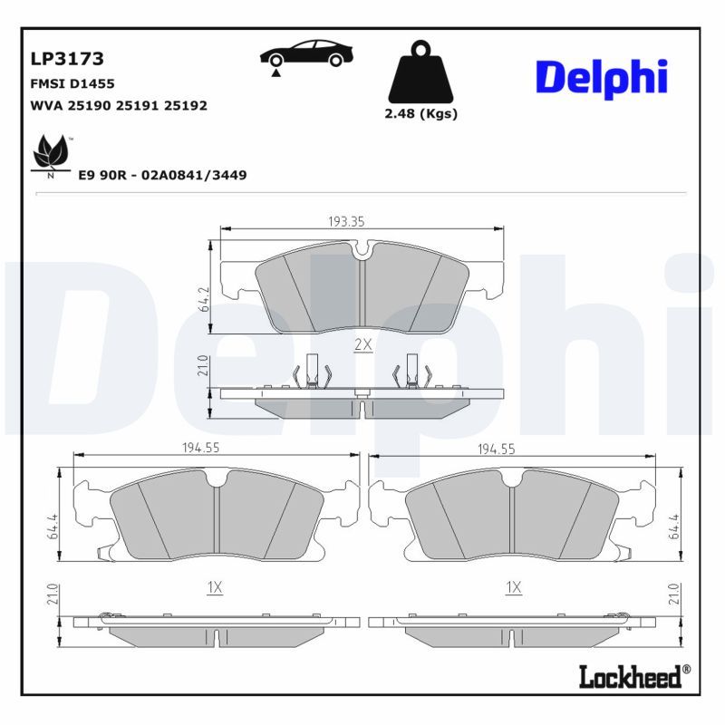 Piduriklotsi komplekt, ketaspidur, DELPHI LP3173