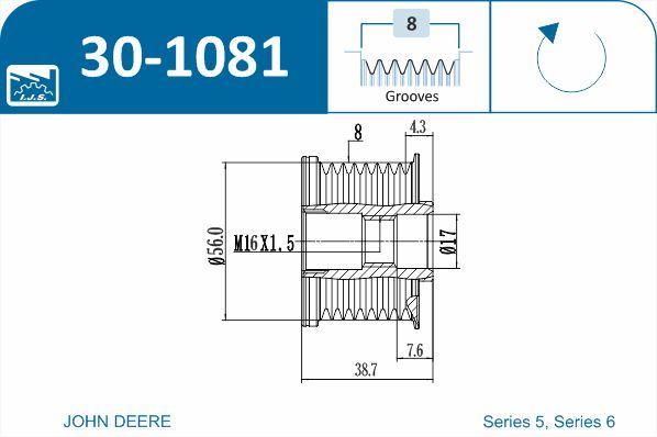 IJS GROUP 30-1081 Alternator Freewheel Clutch