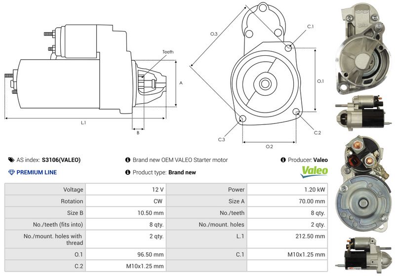 AS-PL S3106(VALEO) Starter