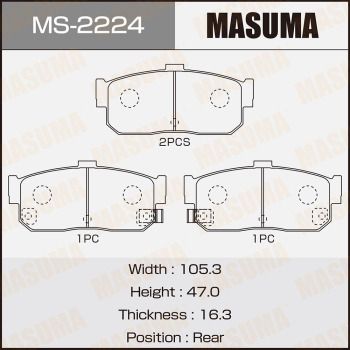 Комплект гальмівних колодок, Masuma MS2224