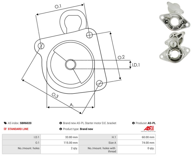 AS-PL SBR6020 Starter Lid, carburettor