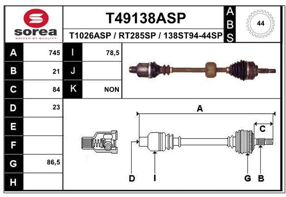 Приводний вал, Eai Group T49138ASP