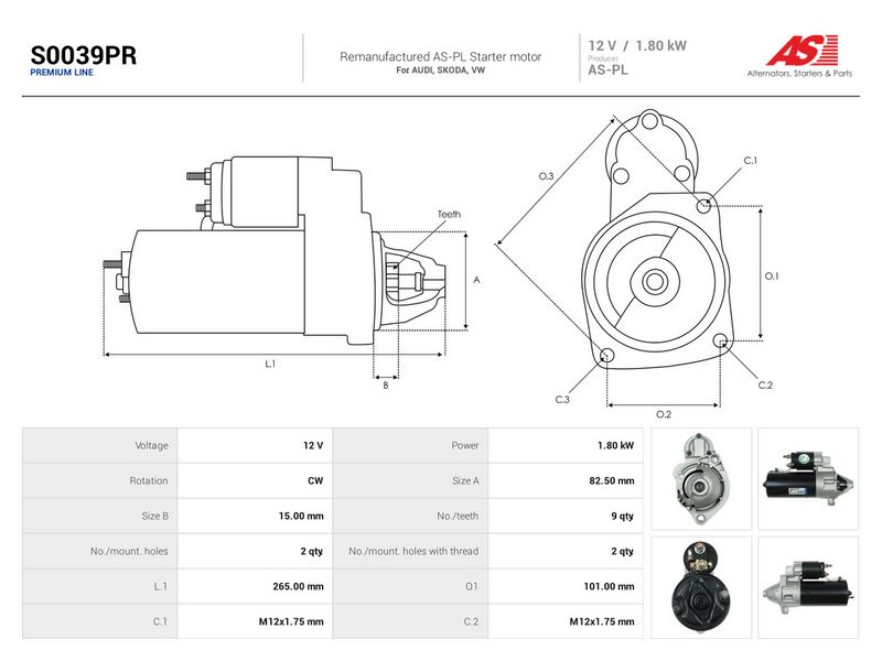 Starter, AS-PL S0039PR