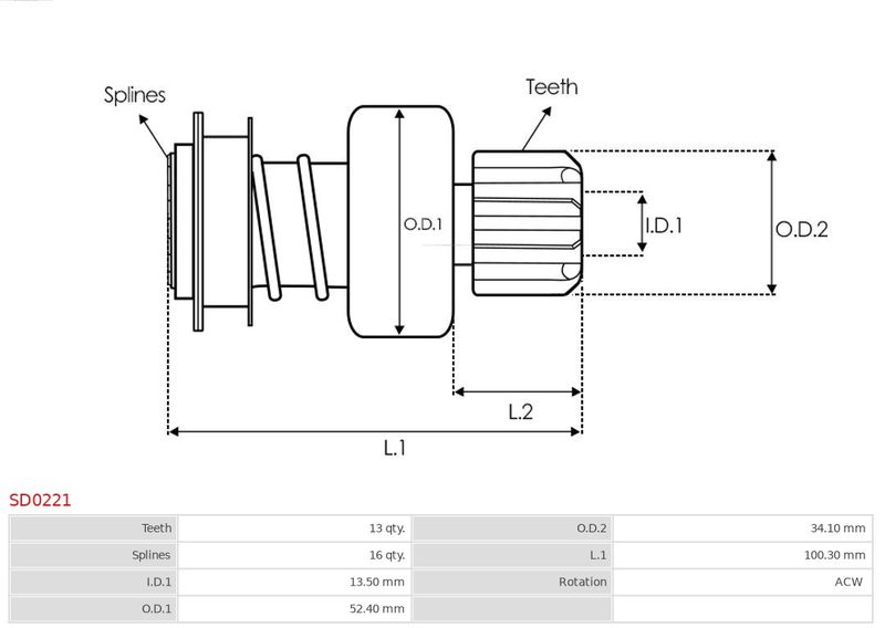 AS-PL SD0221 Freewheel Gear, starter
