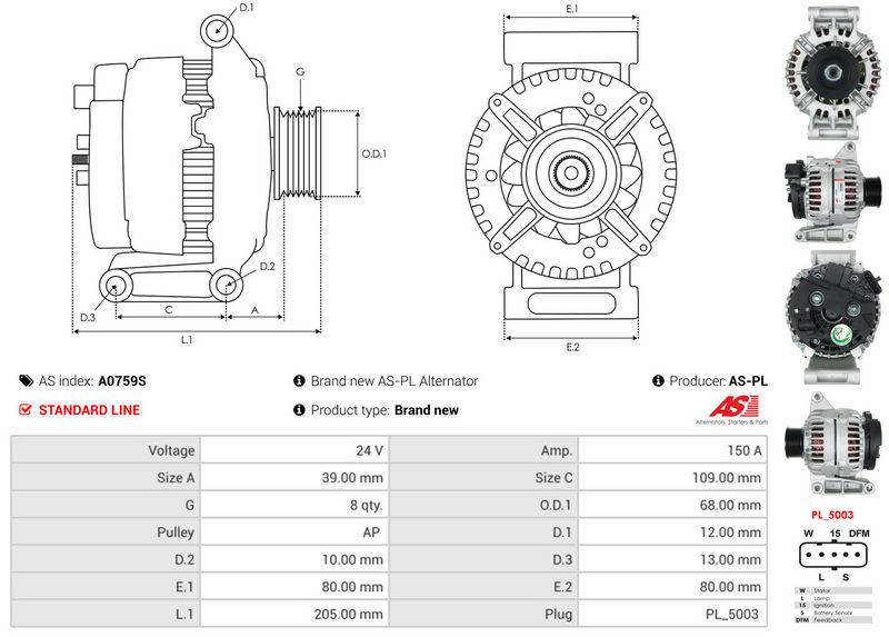 AS-PL A0759S Alternator