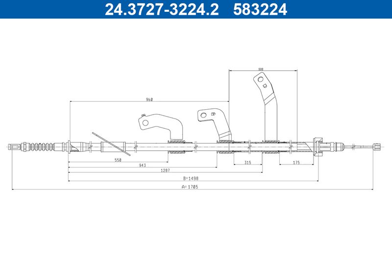 Handremkabel Achter Rechts past: HYUNDAI I30 1.0/1.4/1.6D 11.16-
