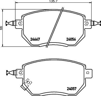 Комплект гальмівних накладок, дискове гальмо, Hella 8DB355011-101