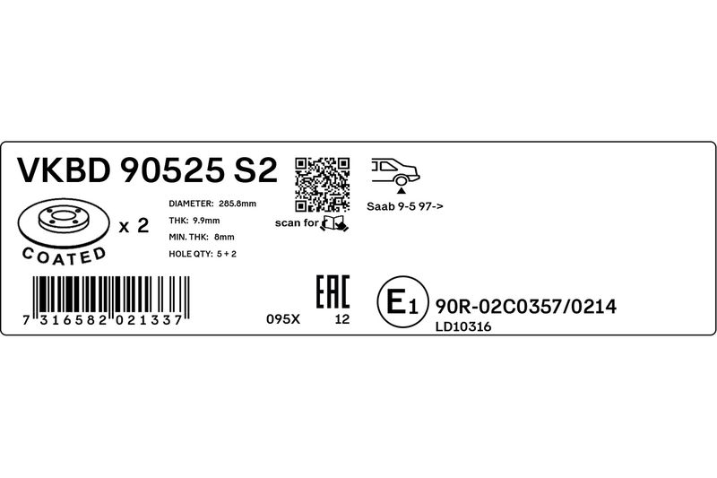 SKF VKBD 90525 S2 Brake Disc