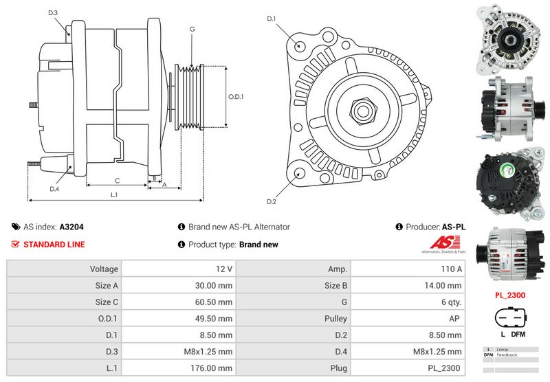 AS-PL A3204 Alternator