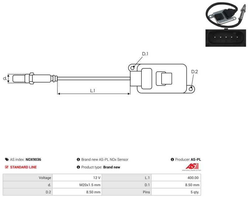 NOx-sensor, karbamiidipritse, AS-PL NOX9036