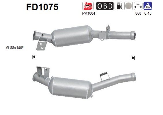 AS FD1075 Suodžių / kietųjų dalelių filtras, išmetimo sistema