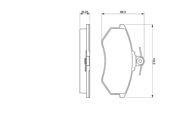 Комплект гальмівних накладок, дискове гальмо, Bosch 0986466698