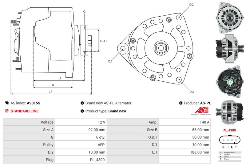 AS-PL A9315S Alternator