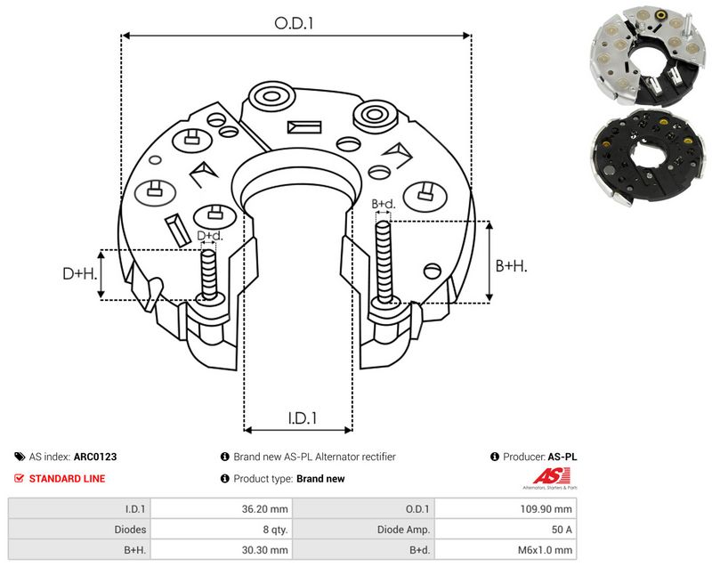 AS-PL ARC0123 Rectifier, alternator