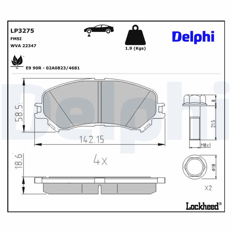 Piduriklotsi komplekt, ketaspidur, DELPHI LP3275