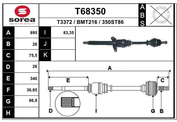 EAI hajtótengely T68350