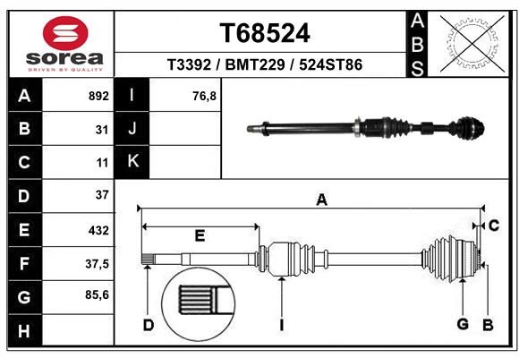 EAI hajtótengely T68524