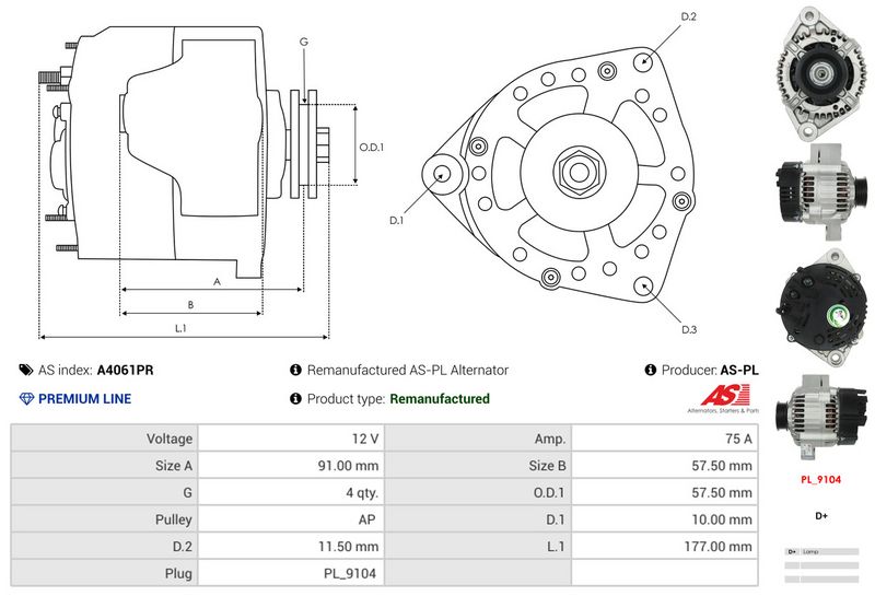 AS-PL A4061PR Alternator